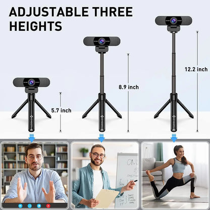 1080P HD USB Webcam Dual Noise-Canceling Mics Black