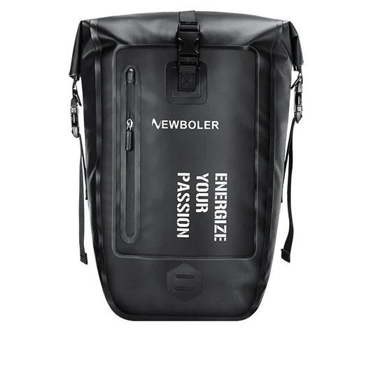 27L Waterproof Bike Pannier Bag with Roll-Top Closure Black