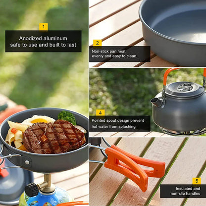 Outdoor Camping Cookware Set Orange