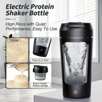 500ML Electric Shaker Bottle USB C Rechargeable Automatic Mixer Black