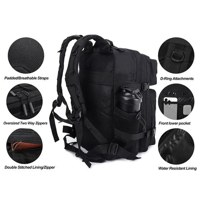 45L Tactical Backpack with Built-In Cooler Black