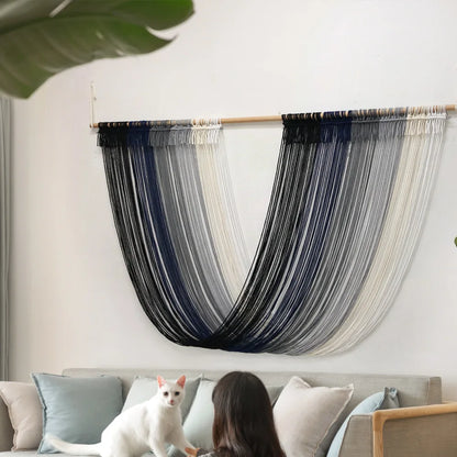 Boho Chic: Hand-Woven Gray Tapestry for Stylish Home Decor