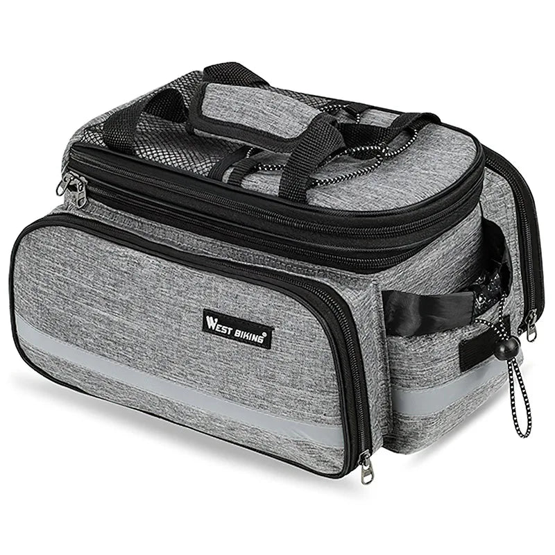 Expandable Rear Rack Bike Bag Trunk Pannier Grey