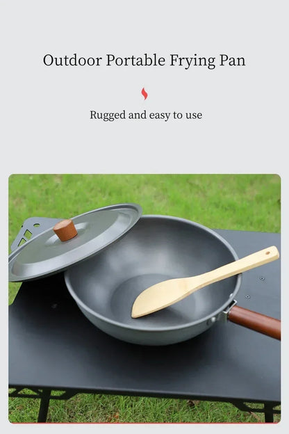 Camping Frying Pan Folding Handle Dark Grey