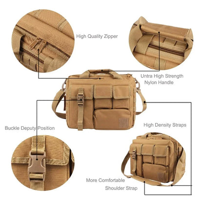 Tactical MOLLE Shoulder Bag Oxford Handbag Khaki