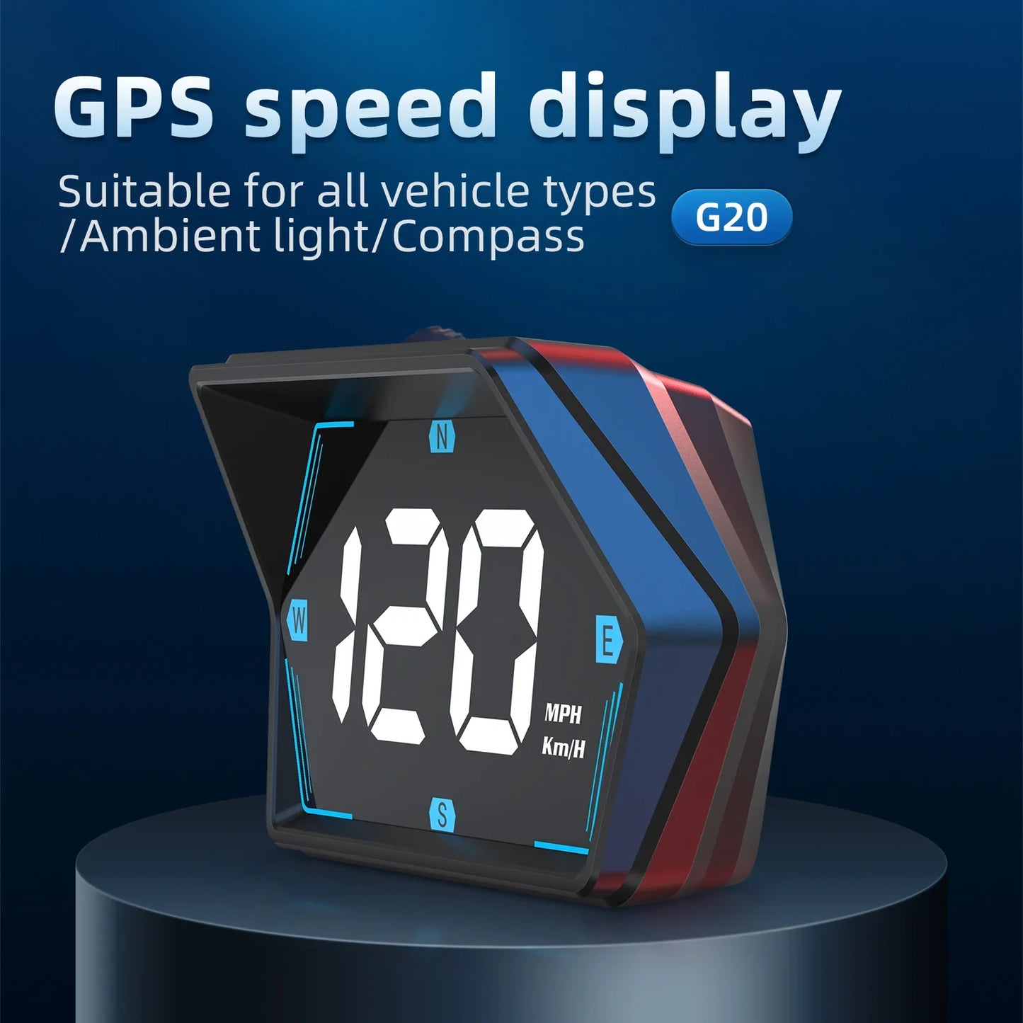 Car Head Up Display GPS Speed Display with Alarm Light Sensor Black