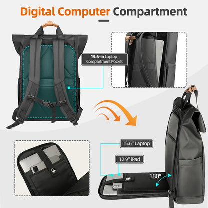 Ravel Expandable Laptop Backpack Waterproof Black