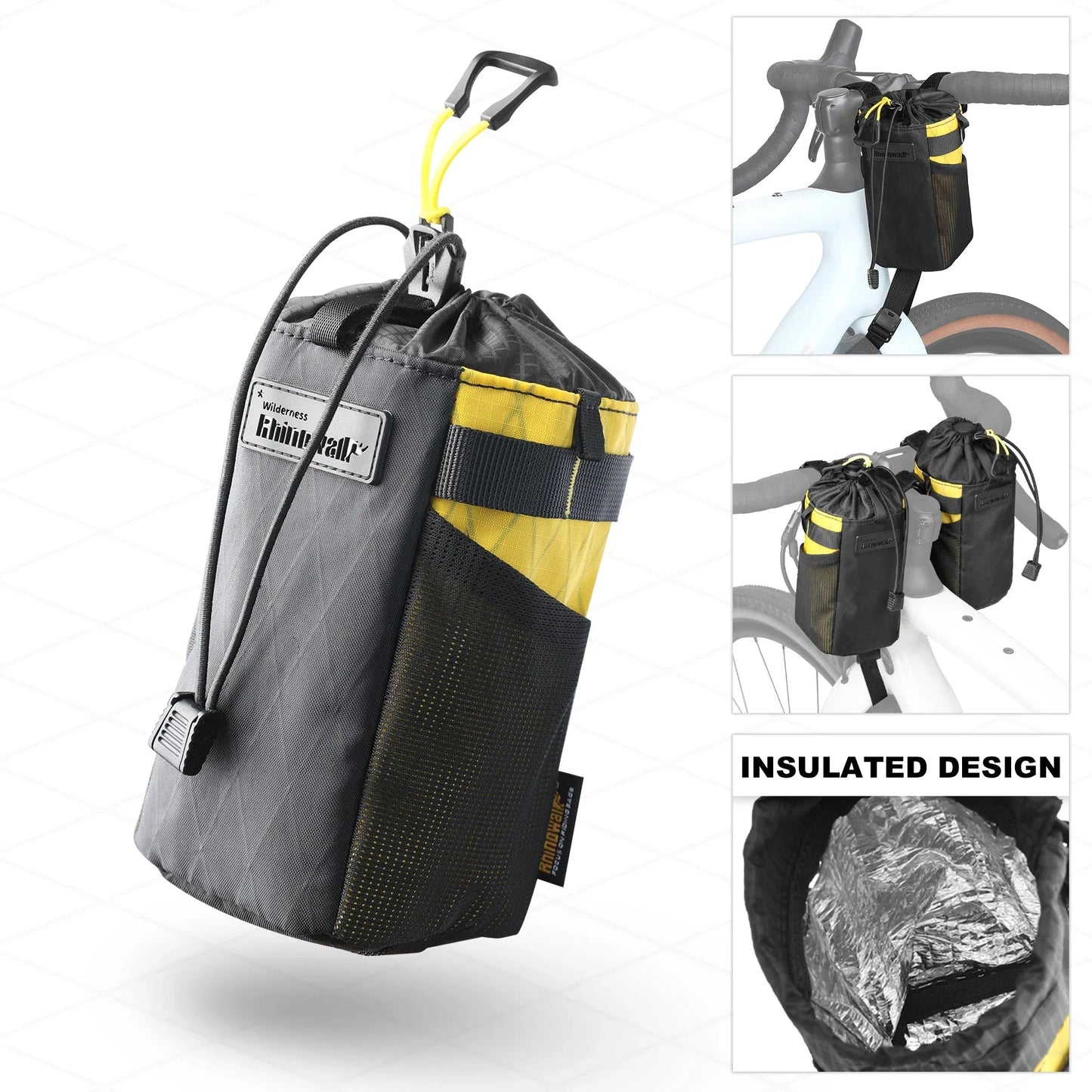 Insulated Handlebar Tool Bag 1L Nylon Carrier Pouch Yellow