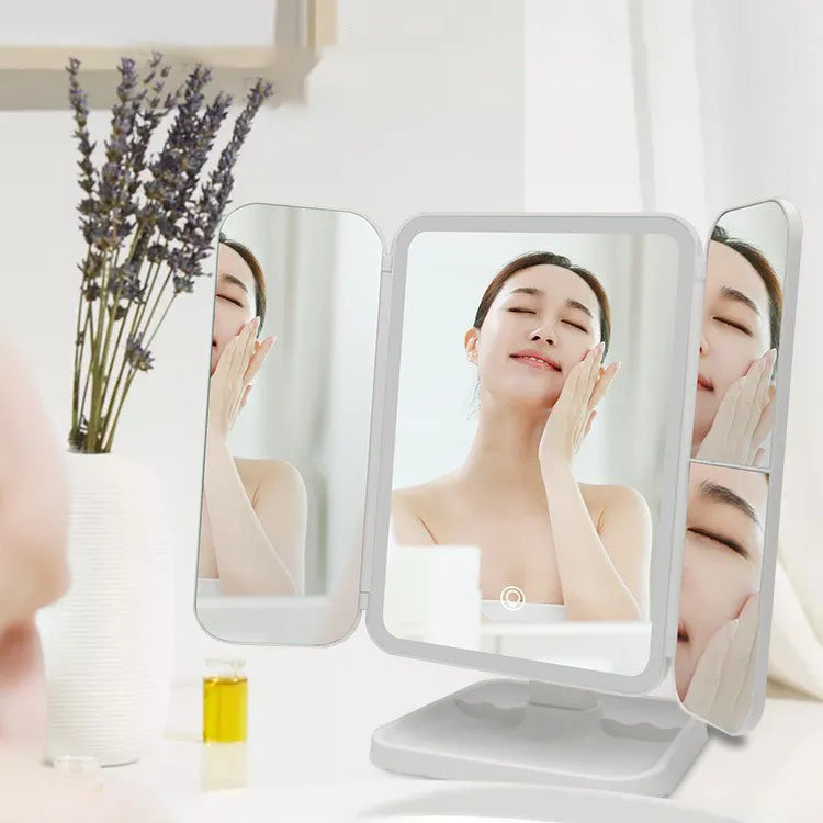 Trifold LED Makeup Mirror - Smart Complementary Beauty Lights