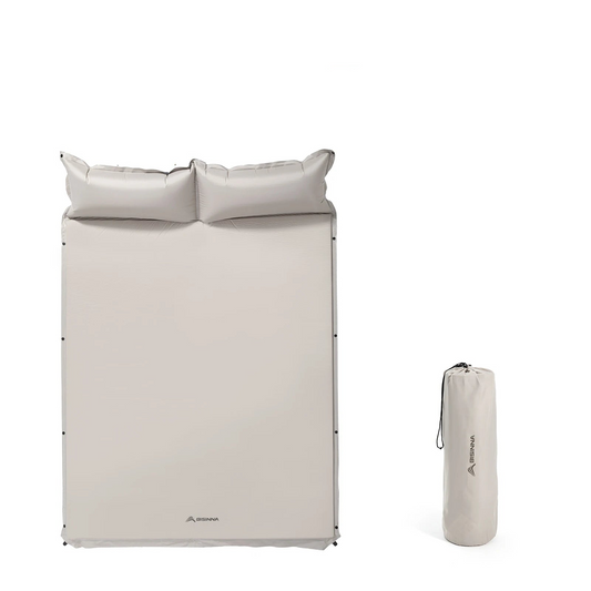Self-Inflating Camping Mattress with Built-In Pillow Grey