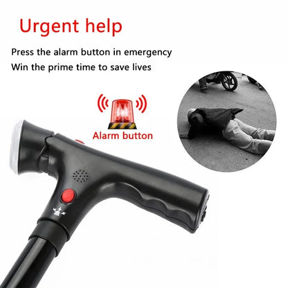 Collapsible Telescopic Folding Cane with LED Light and Alarm