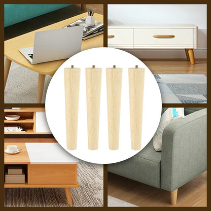 Versatile 4-Piece Wood Legs Set - 20cm Straight