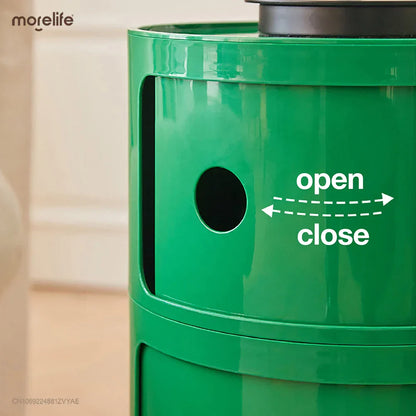 Minimalist Green Nightstands - Mid Century Round Coffee Tables with Storage