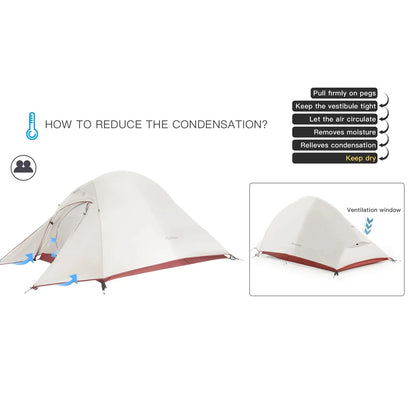 Ultralight 2-Person Backpacking Tent 20D Nylon Waterproof White