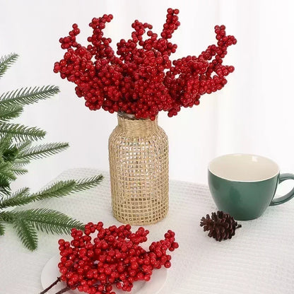 20PCS Artificial Red Berry Branches for Christmas Tree Decoration