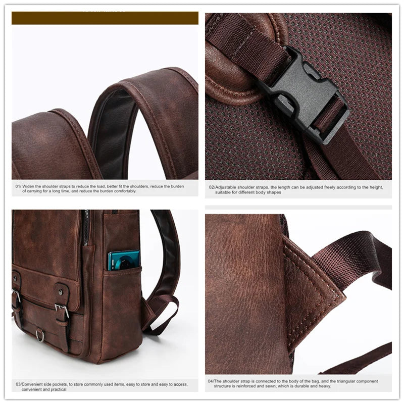 Large Leather Backpack for Men