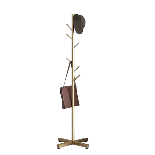 Elegance in Gold: Floor Standing Metal Coat Rack