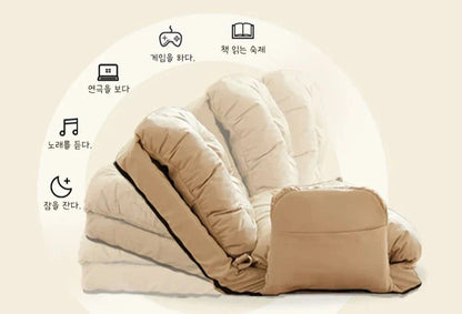 Convertible Foldable Lounger Sofa Bed - Beige Water-Resistant Lazy Chair Sleeper