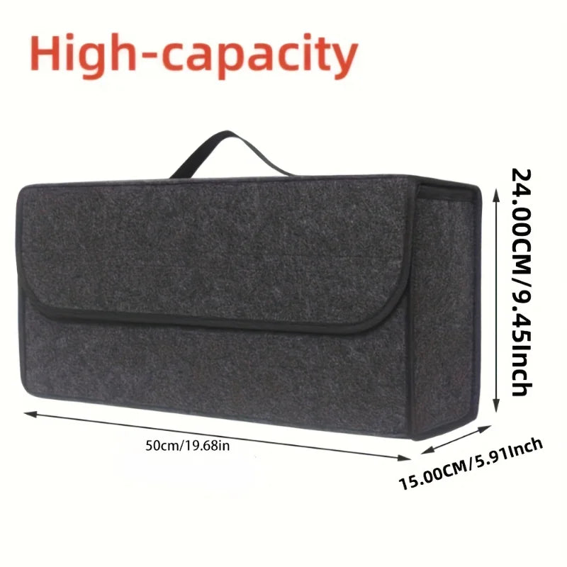 Anti-Slip Car Trunk Organizer–Foldable Felt Storage Box Grey