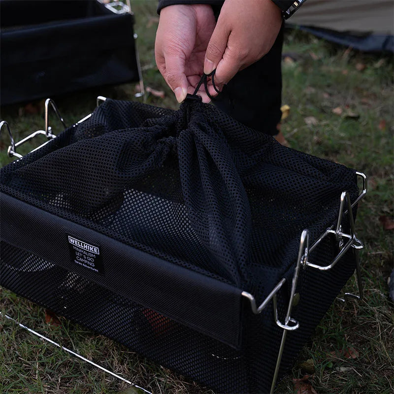 Outdoor Tactical Camping Storage Basket Black