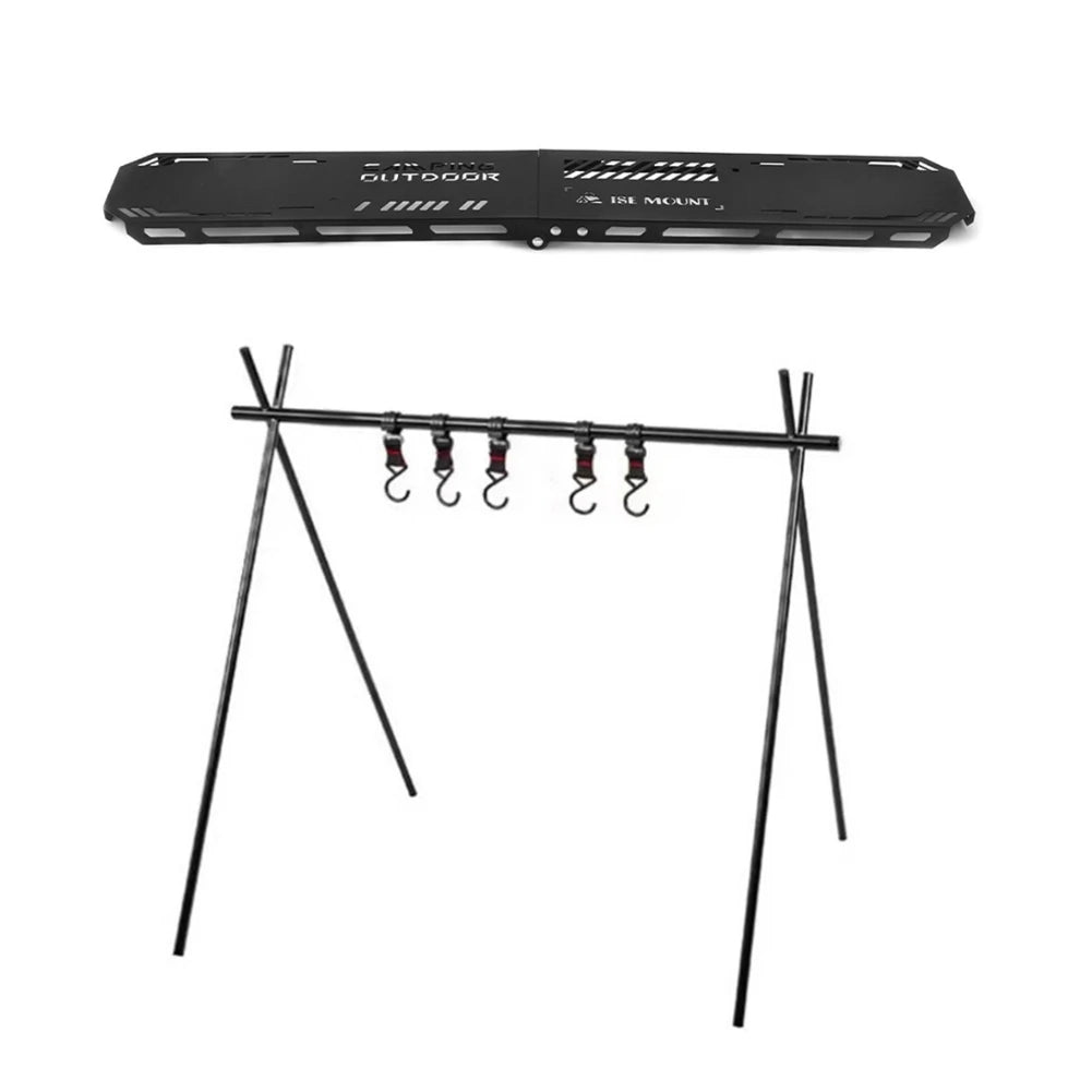 Foldable Camping Tripod Top Plate Rack Black