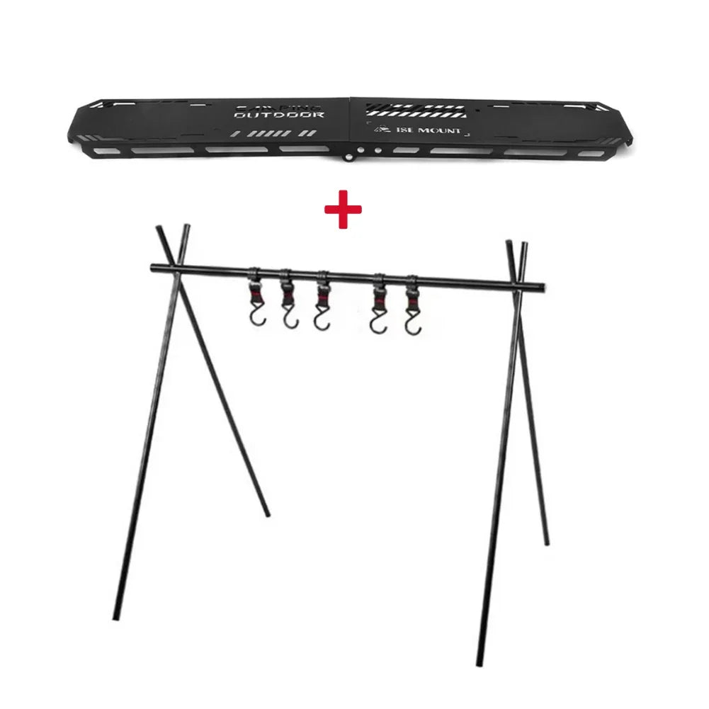 Foldable Camping Tripod Top Plate Rack Black