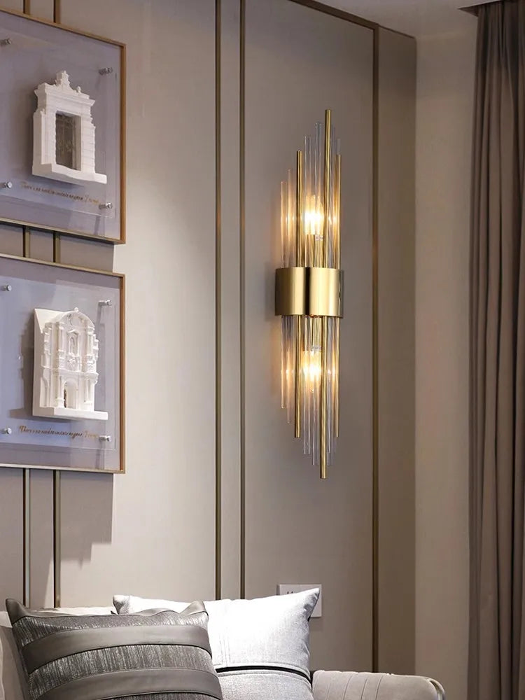 Modern Gold Glass Wall Lamp: Artistic Illumination for Living Spaces