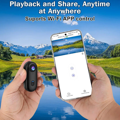 4K Mini Action Body Camera Thumb-Sized with 32GB TF Card Black