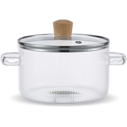 1.6L Borosilicate Glass Saucepan with Lid Clear Heat-Resistant Pot
