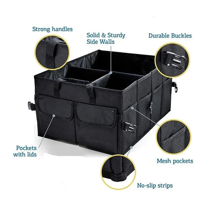 Large Capacity Collapsible Car Trunk Organizer Storage Box Black