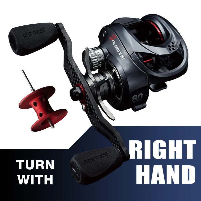 High-Speed Baitcasting Reel Dual Spools Right Hand Black