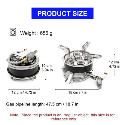 High-Power Camping Gas Stove Portable Split Furnace Black