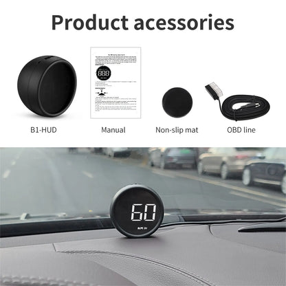 AD B1 HeadUp Display HUD OBD2 Speedometer Gauge Black