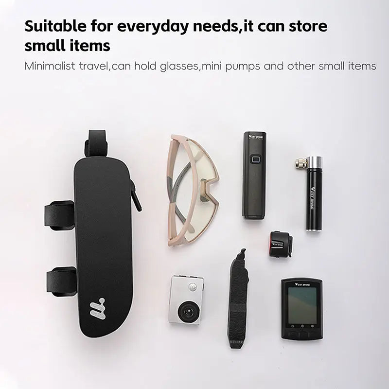 Aerodynamic Bicycle Top Tube Bag Zip Frame Balck