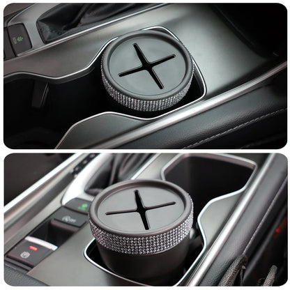 2Pcs Car Coin Storage Box Mini Imitation Diamond Can for Cup Holder Black