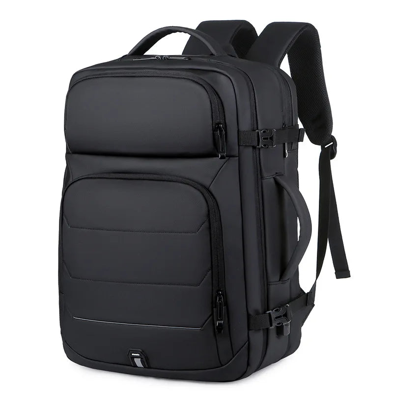 Expandable 17-Inch Laptop Backpack for Men 11 Pockets Black
