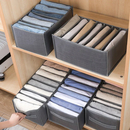 5PCS Gray 9-Grids Closet Clothes Organizer Storage Box Cabinet Drawers Set - 44x25x22cm