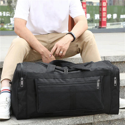 Travel Duffel Nylon Bag for Men and Women (Black)