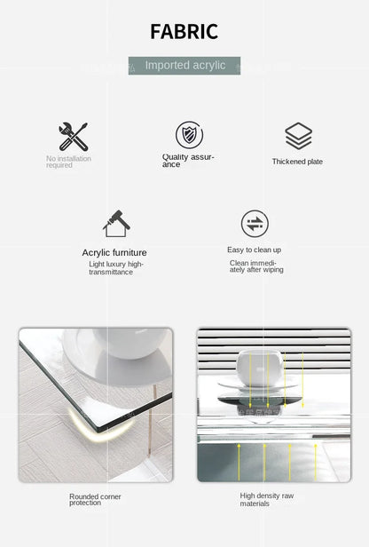 Contemporary Gray Acrylic Small Side Table - Elegant Accent for Modern Living Spaces