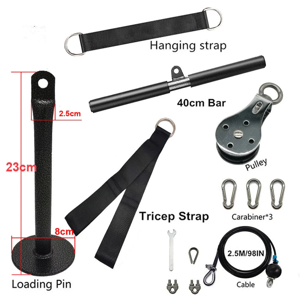 Fitness Pulley Cable Machine System Black