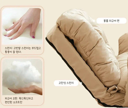 Convertible Foldable Lounger Sofa Bed - Beige Water-Resistant Lazy Chair Sleeper