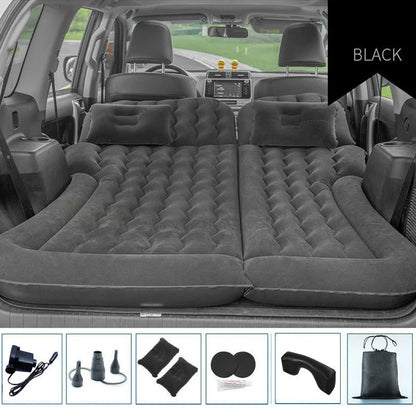 Portable Inflatable Car Air Mattress with Pillows Air Pump  Black