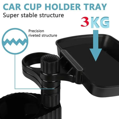 Car Cup Holder Expander Tray Detachable Food & Drink Tray Black