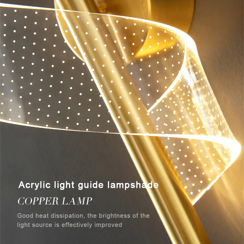 Elegant Gold LED Wall Sconce Lamp with Warm Light - Modern Acrylic and Aluminum Alloy Design