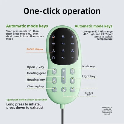 Rechargeable Electric Lumbar Traction Massager Adjustable Vibration Green