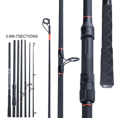 3.6M Portable Carbon Fiber Carp Spinning Rod Black