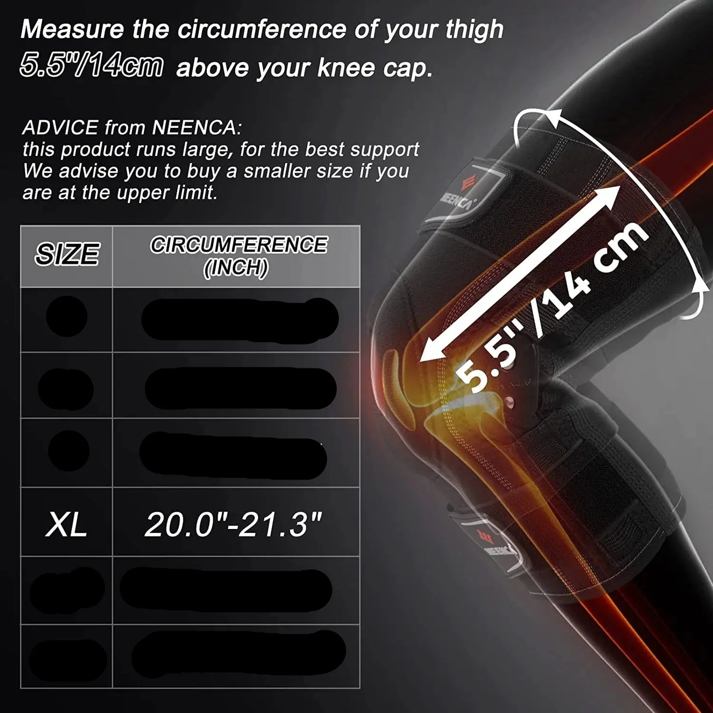 Knee Brace with Copper Side Stabilizers XL Medical Knee Support Black