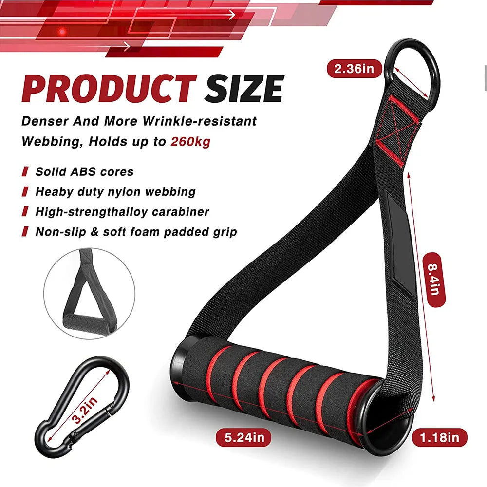 Heavy-Duty D-Ring Gym Handles with Hook for Home Workouts
