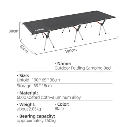 Lightweight Camping Cot Collapsible Sleeping Bed Black