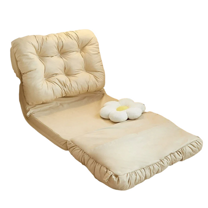 Convertible Foldable Lounger Sofa Bed - Beige Water-Resistant Lazy Chair Sleeper